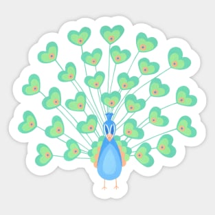 Peacock heart gouache painting purple background Sticker